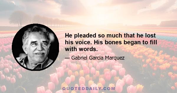 He pleaded so much that he lost his voice. His bones began to fill with words.