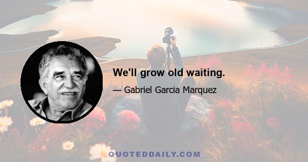 We'll grow old waiting.