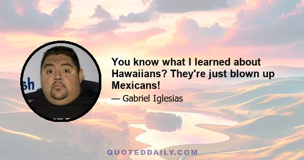 You know what I learned about Hawaiians? They're just blown up Mexicans!