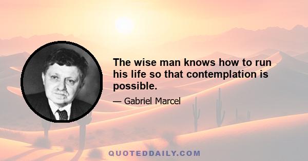 The wise man knows how to run his life so that contemplation is possible.