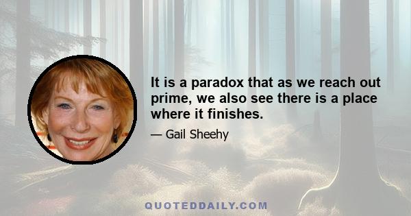 It is a paradox that as we reach out prime, we also see there is a place where it finishes.