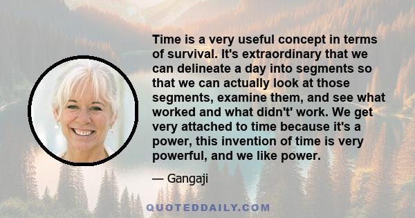 Time is a very useful concept in terms of survival. It's extraordinary that we can delineate a day into segments so that we can actually look at those segments, examine them, and see what worked and what didn't' work.