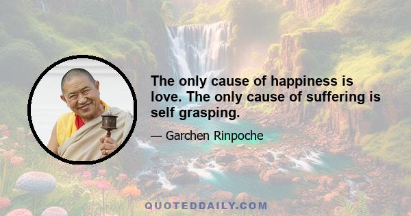 The only cause of happiness is love. The only cause of suffering is self grasping.