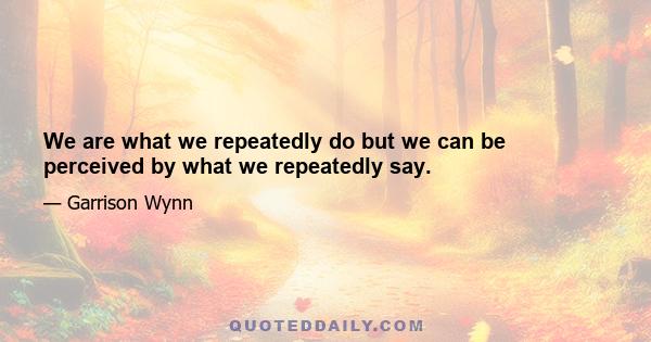 We are what we repeatedly do but we can be perceived by what we repeatedly say.