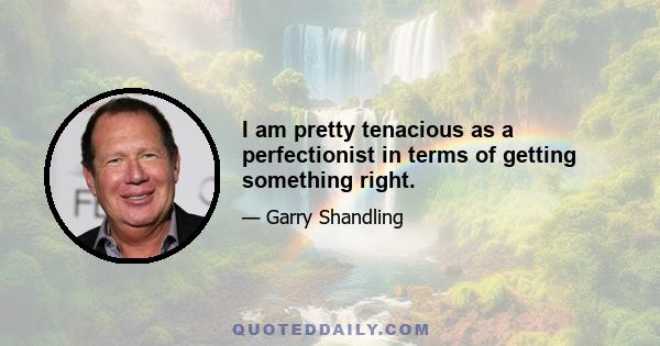 I am pretty tenacious as a perfectionist in terms of getting something right.