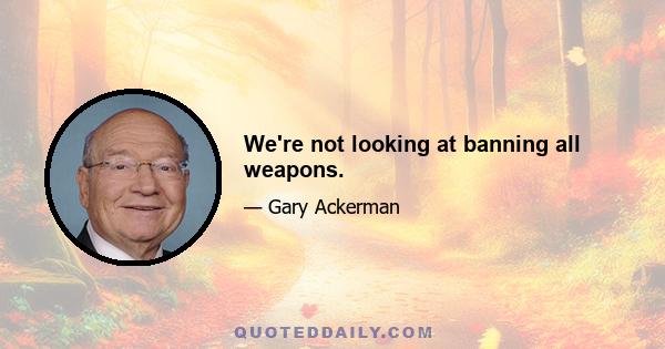 We're not looking at banning all weapons.