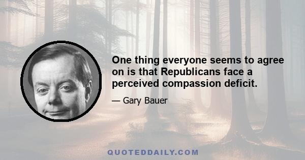 One thing everyone seems to agree on is that Republicans face a perceived compassion deficit.