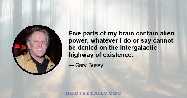 Five parts of my brain contain alien power, whatever I do or say cannot be denied on the intergalactic highway of existence.