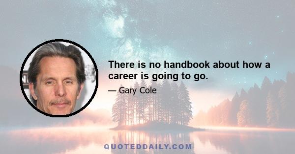 There is no handbook about how a career is going to go.