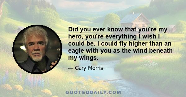 Did you ever know that you're my hero, you're everything I wish I could be. I could fly higher than an eagle with you as the wind beneath my wings.