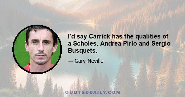 I'd say Carrick has the qualities of a Scholes, Andrea Pirlo and Sergio Busquets.