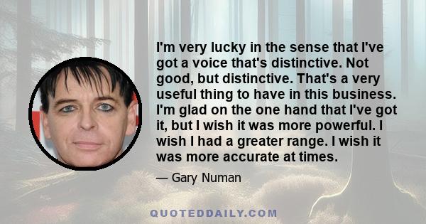 I'm very lucky in the sense that I've got a voice that's distinctive. Not good, but distinctive. That's a very useful thing to have in this business. I'm glad on the one hand that I've got it, but I wish it was more