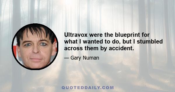 Ultravox were the blueprint for what I wanted to do, but I stumbled across them by accident.