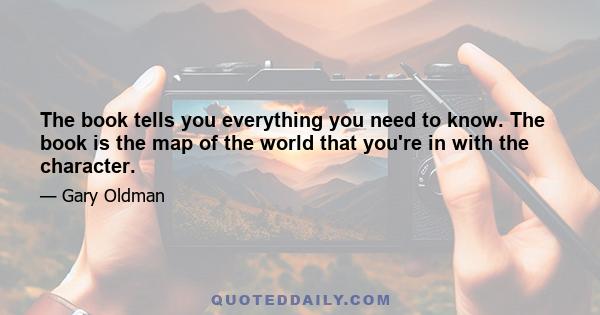 The book tells you everything you need to know. The book is the map of the world that you're in with the character.