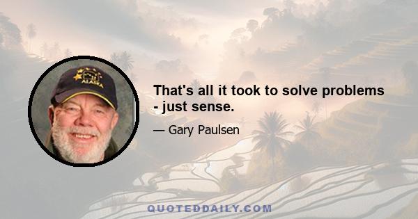 That's all it took to solve problems - just sense.