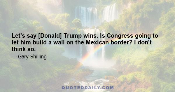 Let's say [Donald] Trump wins. Is Congress going to let him build a wall on the Mexican border? I don't think so.