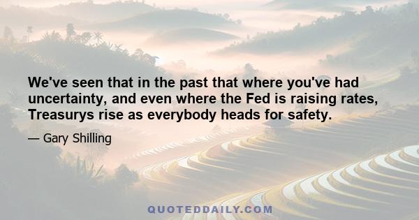 We've seen that in the past that where you've had uncertainty, and even where the Fed is raising rates, Treasurys rise as everybody heads for safety.