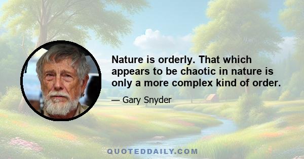 Nature is orderly. That which appears to be chaotic in nature is only a more complex kind of order.