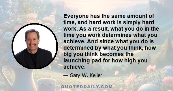 Everyone has the same amount of time, and hard work is simply hard work. As a result, what you do in the time you work determines what you achieve. And since what you do is determined by what you think, how big you