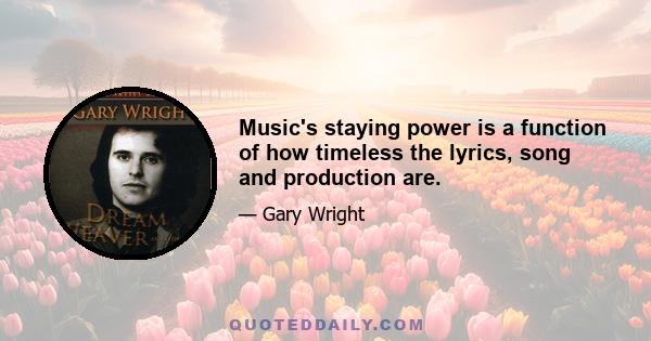 Music's staying power is a function of how timeless the lyrics, song and production are.