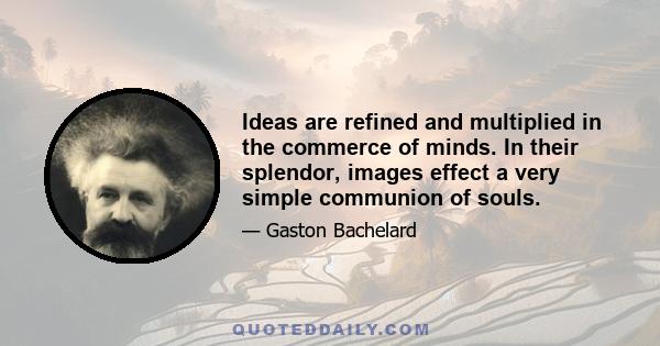 Ideas are refined and multiplied in the commerce of minds. In their splendor, images effect a very simple communion of souls.