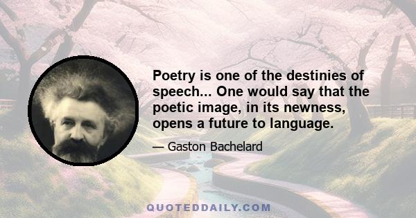 Poetry is one of the destinies of speech... One would say that the poetic image, in its newness, opens a future to language.