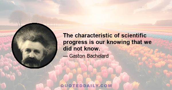 The characteristic of scientific progress is our knowing that we did not know.