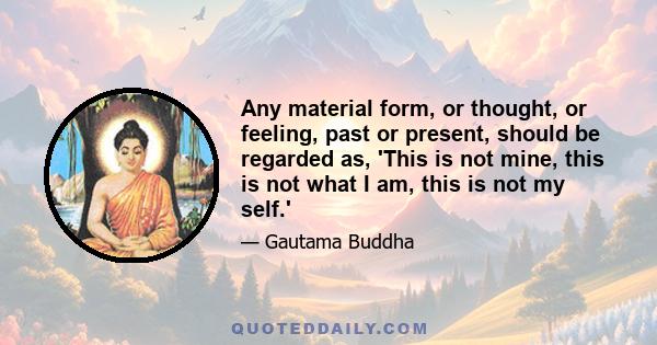 Any material form, or thought, or feeling, past or present, should be regarded as, 'This is not mine, this is not what I am, this is not my self.'