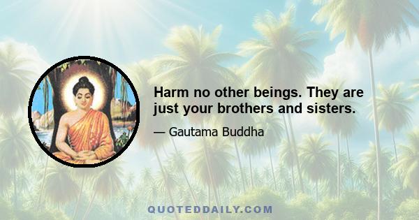 Harm no other beings. They are just your brothers and sisters.