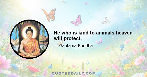 He who is kind to animals heaven will protect.