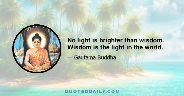 No light is brighter than wisdom. Wisdom is the light in the world.