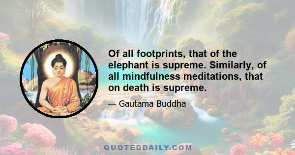 Of all footprints, that of the elephant is supreme. Similarly, of all mindfulness meditations, that on death is supreme.