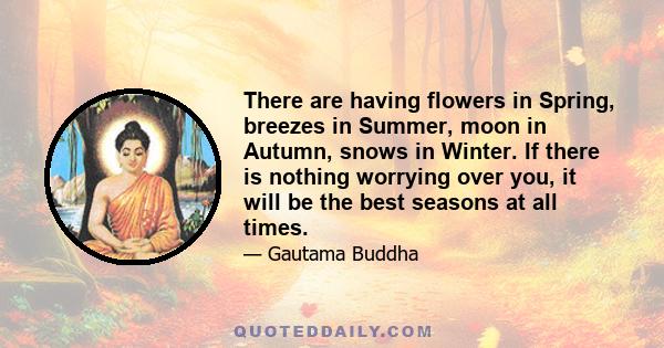 There are having flowers in Spring, breezes in Summer, moon in Autumn, snows in Winter. If there is nothing worrying over you, it will be the best seasons at all times.