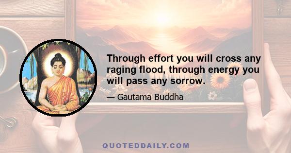 Through effort you will cross any raging flood, through energy you will pass any sorrow.