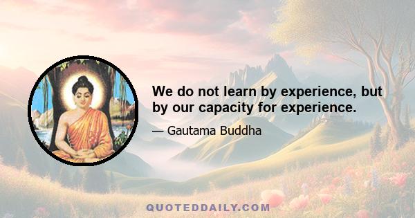 We do not learn by experience, but by our capacity for experience.