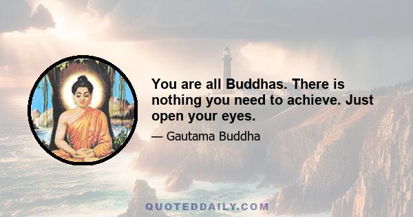 You are all Buddhas. There is nothing you need to achieve. Just open your eyes.