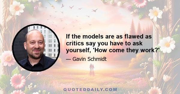 If the models are as flawed as critics say you have to ask yourself, 'How come they work?'