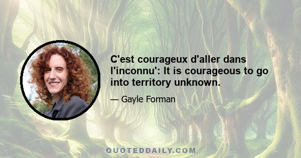 C'est courageux d'aller dans l'inconnu': It is courageous to go into territory unknown.