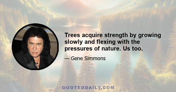 Trees acquire strength by growing slowly and flexing with the pressures of nature. Us too.