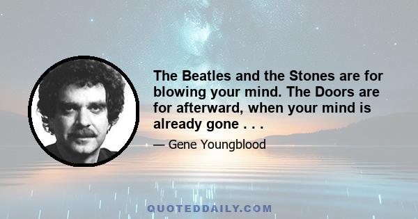 The Beatles and the Stones are for blowing your mind. The Doors are for afterward, when your mind is already gone . . .