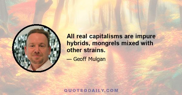 All real capitalisms are impure hybrids, mongrels mixed with other strains.