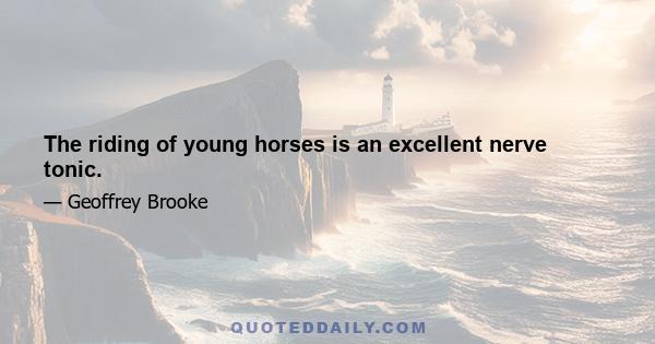 The riding of young horses is an excellent nerve tonic.