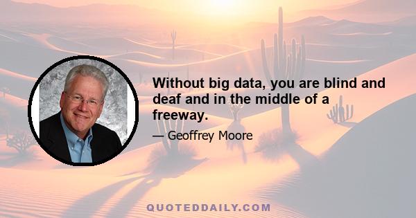 Without big data, you are blind and deaf and in the middle of a freeway.