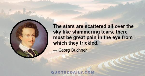 The stars are scattered all over the sky like shimmering tears, there must be great pain in the eye from which they trickled.