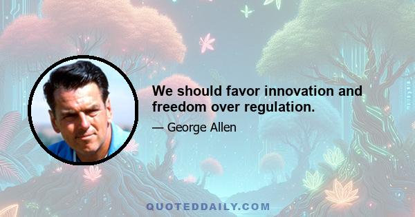 We should favor innovation and freedom over regulation.