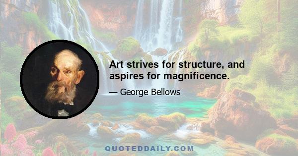 Art strives for structure, and aspires for magnificence.