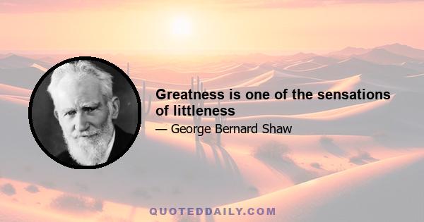 Greatness is one of the sensations of littleness