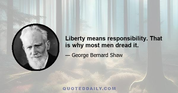 Liberty means responsibility. That is why most men dread it.