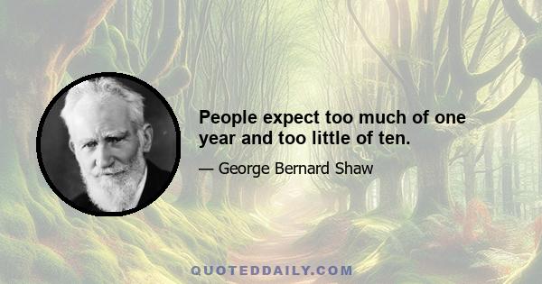 People expect too much of one year and too little of ten.