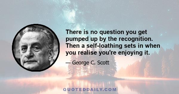 There is no question you get pumped up by the recognition. Then a self-loathing sets in when you realise you're enjoying it.